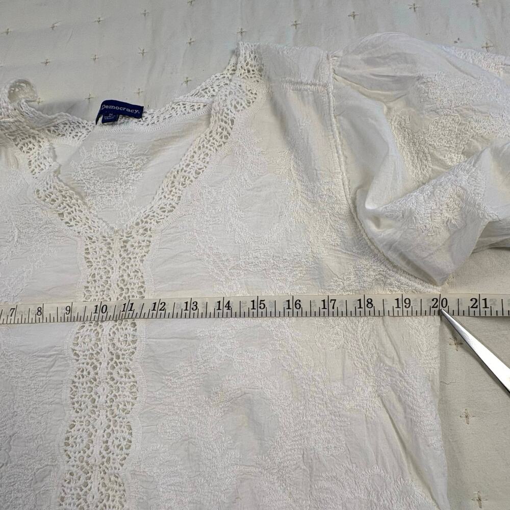 Democracy Embroidered Lace Top Women's S White Fairy Festival Boho - Picture 12 of 14